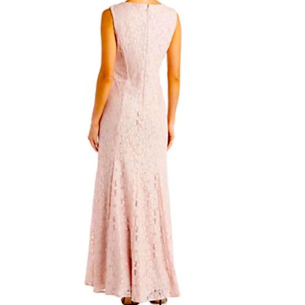 R&M Richards Blush Full length Lace Dress. Fully lined.NWT.